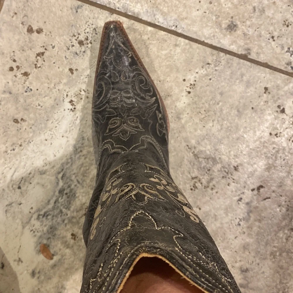 Corral Western Women's Black Vintage Lizard Inlay Boots M. Size 7 - Picture 4 of 16